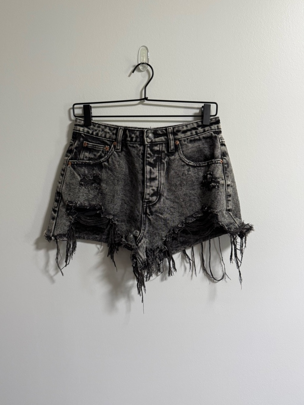 High Rise Distressed Jean Shorts